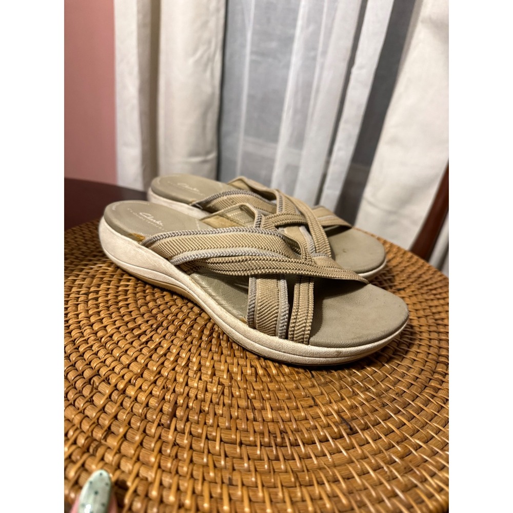 Clarks Cloudsteppers Arla Glison Beige Sandal Slide Womens 7.5 261598994050